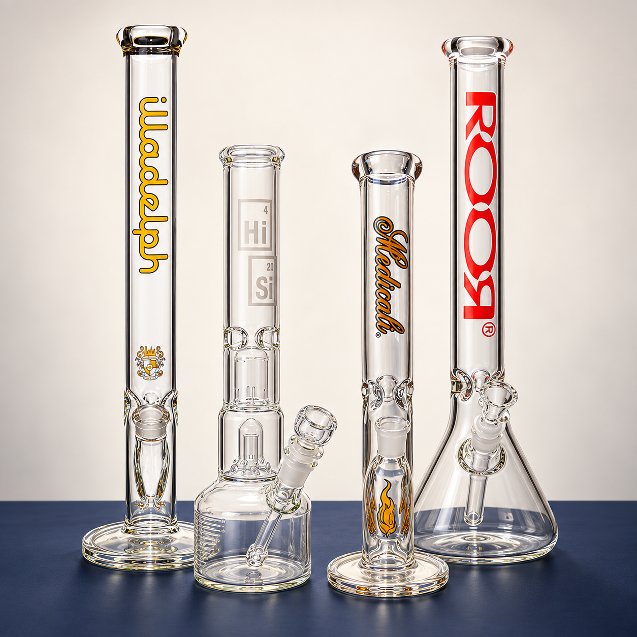 Composite of Illadelph, HiSi, Medicali, and ROOR glass water pipes